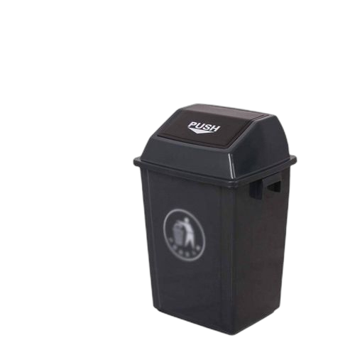 Poubelle avec couvercle basculant noir grand modele