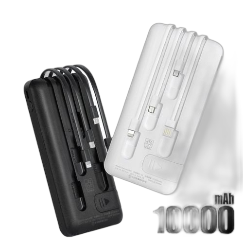 Power bankportable 4 câbles intégrés 10000mah