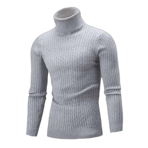 Pull à col roulé pour homme en coton et polyester bleu