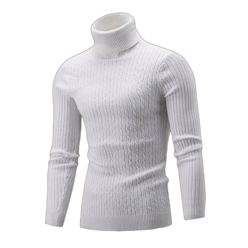 Pull à col roulé pour homme en coton et polyester beige