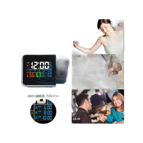 Réveil numérique à led avec fonction snooze, projecteur rétroéclairé, pour maison, table de bureaunoir