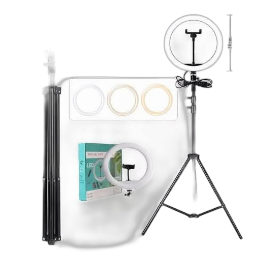 Ring light selfy anneau lumineux led 12 pouces ,intensité réglable avec clip; 30 cm diamétre
