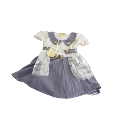 Robe de fete fillette en dentelle gris