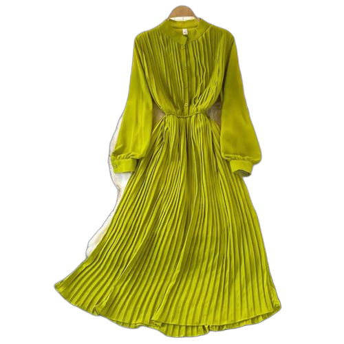Robe longue avec plissé vert