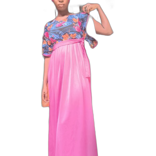 Robe longue évasée manche courte