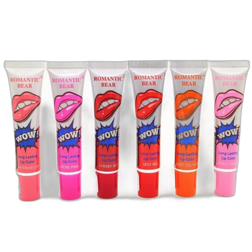 Romantic bear pack de 6 rouges à lèvres tatouage peel off longue tenue