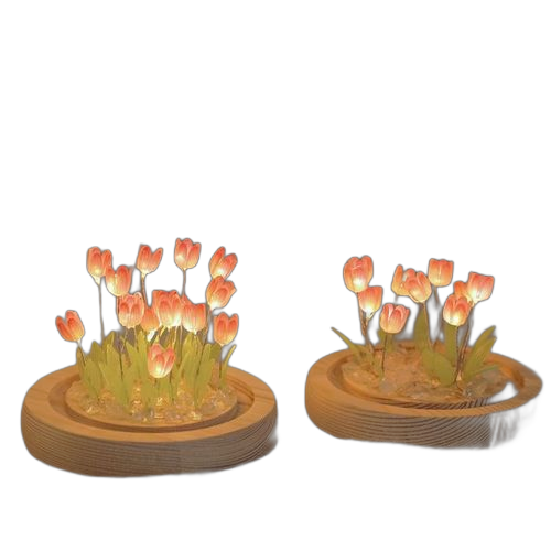 Rose 9 pcs diy simulation tulipe veilleuse alimentée par batterie