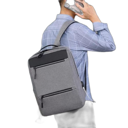 Sac a dos a port usb gris