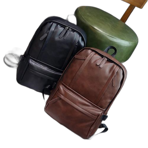 Sac a dos en cuir pu noir, qualité superieure unisexe
