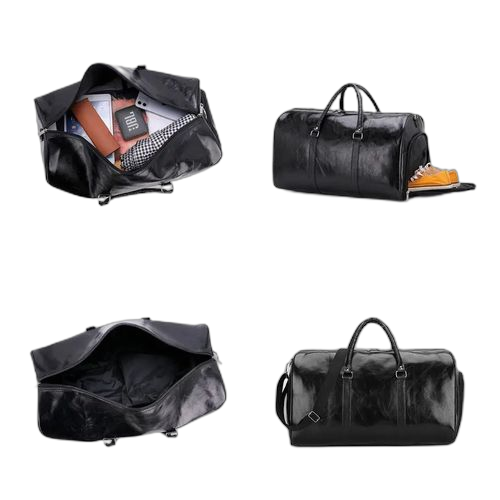 Sac de voyage en cuir homme et femme marron2 en 1