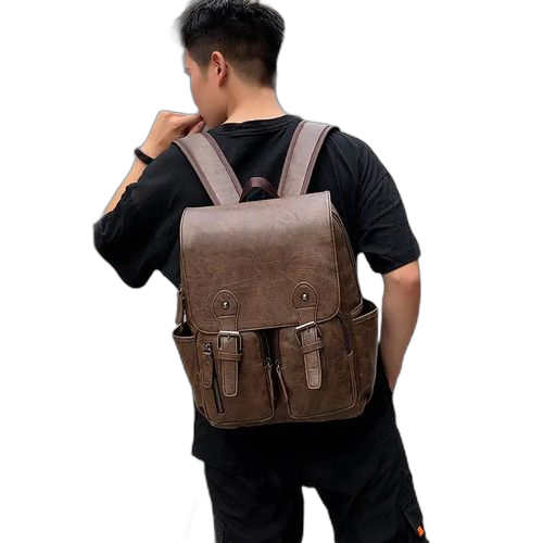 Sac à dos en cuir pu noir, pour homme, élégant et doux, pour ordinateur et accessoirs