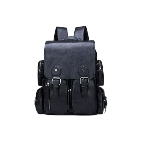 Sac à dos en simili cuir unisexe noir