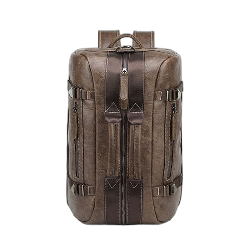 Sac à dos multifonction en simili cuir marron