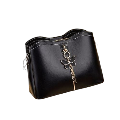 Sac porté épaule en cuir à pampille butterfly noir
