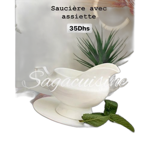 Saga cuisine sauciere porcelaine avec assiette