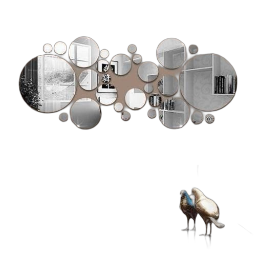 Sai autocollant mural miroir 3d rond, 26 pièces, pour arrière plan de la télévision, pour salle de bains, décoration de la maison, pour chambre à coucher