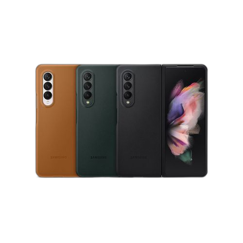 Samsung coque arrière samsung z fold3 etui en cuir noir