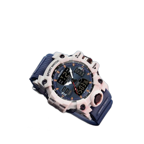 Sanda montre multifonctionnelle pour hommes montre à la mode étanche et antichoc blanc en bleu