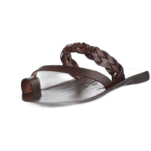 Sandales en cuir avec tresses marron(fabrication locale)