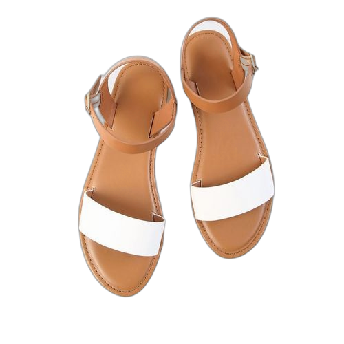 Sandales en simili cuir marron blanc (fabrication locale)