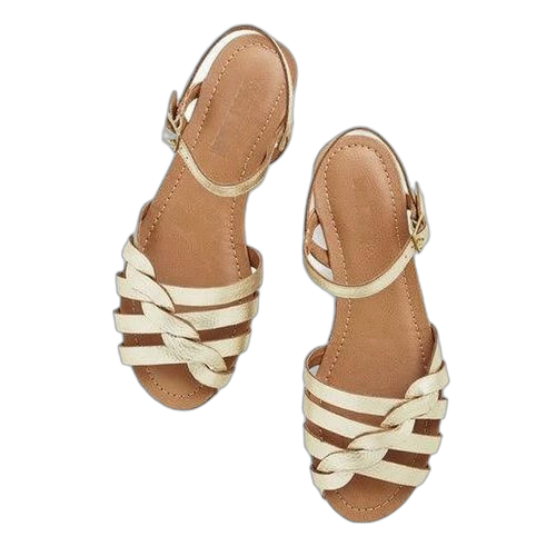 Sandales nu pieds à bridessimili cuir doré(fabrication locale)