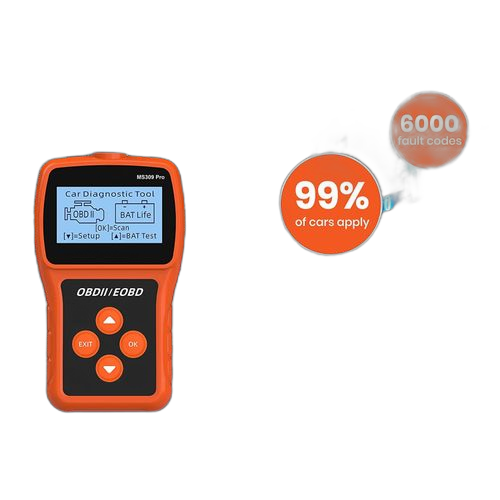 Scanner de voiture ms309 pro obd2 scanner diagnostic de moteur noir/orange
