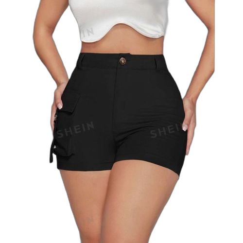 Short taille haute d'été avec poches à rabat latéral