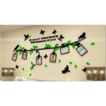 Sticker 3d couleur noire vert avec cadres photos130 × 250 cm