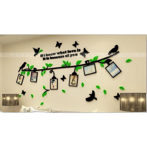 Sticker 3d couleur noire vert avec cadres photos130 × 250 cm