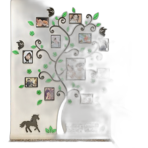 Sticker 3d noir vert arbre avec cadres photosl:144 x 175 cm