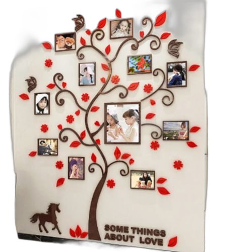 Sticker 3d rouge vert arbre avec cadres photosl:144 x 175 cm