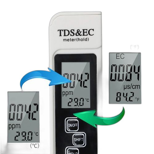 Stylo de test de qualité de l'eau tds & ec avec rétro éclairage stylo de test de conductivité