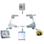 Support pour réfrigérateur, congélateur, machine à laver, sèche linge, avec 4 pieds gris