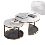 Table basse table de salon 2 étagére noir blanc