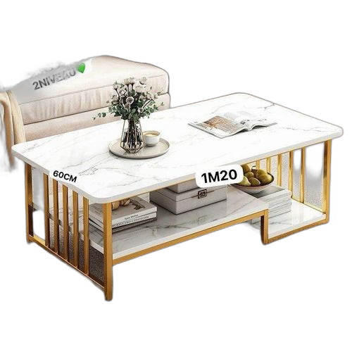 Table basse table de salon blanc dorée
