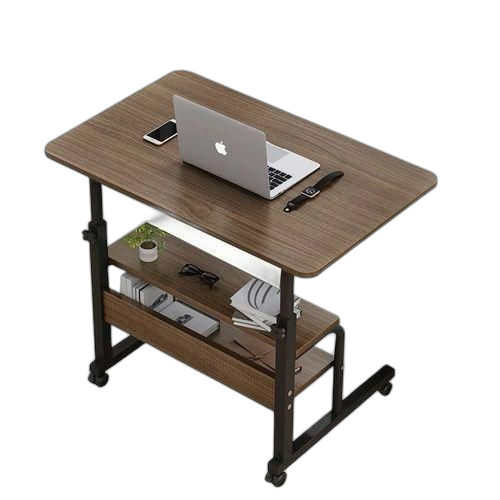 Table d'ordinateur à roulette multifonction avec roues en bois et metal: 80x45cm