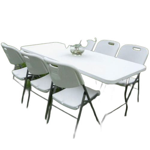 Table pliante de luxe en demi moulée par soufflage, longue table portable en plastique, pour l'extérieur, la maison et d'autres objets blancs