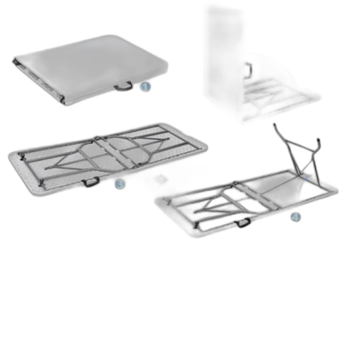 Table pliante de luxe en demi moulée par soufflage, longue table portable en plastique, pour l'extérieur, la maison et d'autres objets blancs, 180 x 74 x 70 cm
