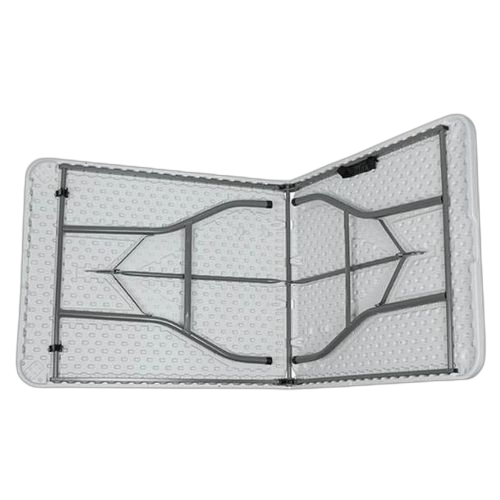 Table pliante de luxe en demi moulée par soufflage, longue table portable en plastique, pour l'extérieur, la maison et d'autres objets blancs, 150 x 74 x 70 cm