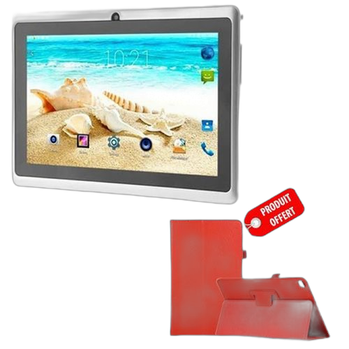 Tablette enfant ecran 7" ram 1 go rom 8 go caméra 0.3 mégapixels rouge + pochette de protection offerte