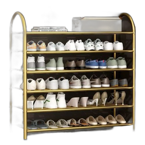 Étagères à chaussures 6 niveaux dorée