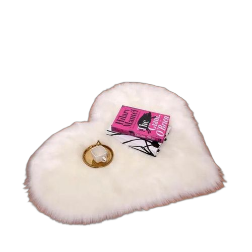 Tapis décoration blanc pour salon chambre carpet en forme coeur 40cm/50cm