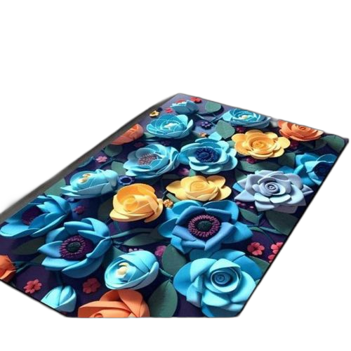 Tapis de salle de bain à motifs fleurs noir