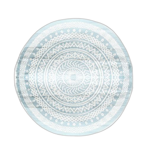 Tapis rond coton pompon bleu 90 cm m6