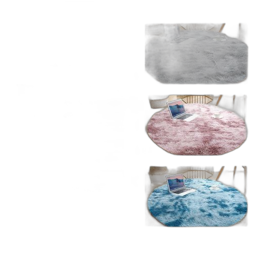 Tapis rond dégradé tie dye pour chevet de chambre à coucher gris 100*100cm – Image 7