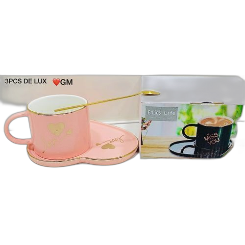 Tasse de luxe 3 pcset soucoupe à café en porcelaine
