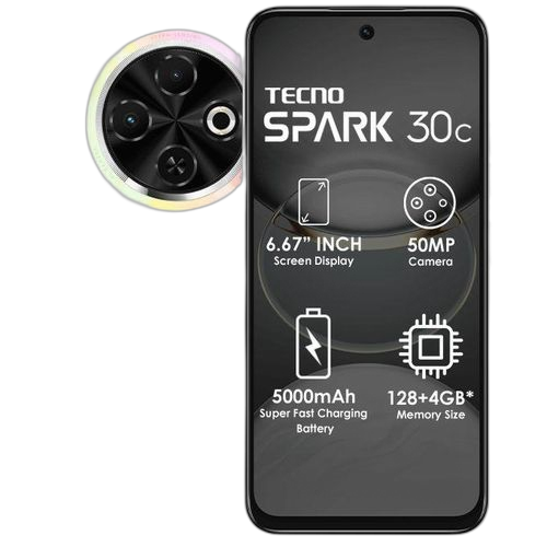 Tecnospark 30c 6.6",128gb + 4gb ram,50mp,5000mahorbit white