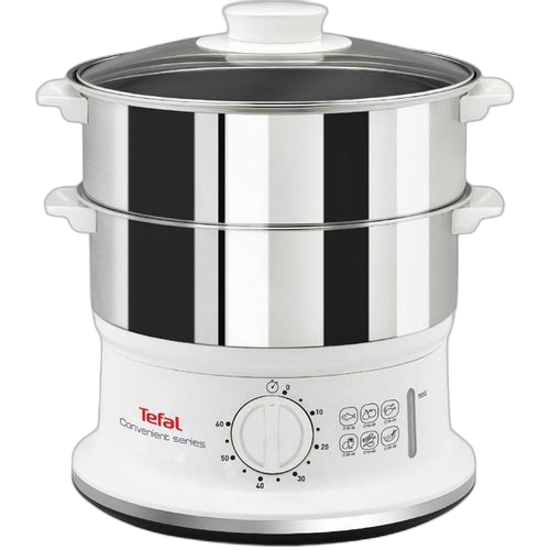 Tefal cuiseur vapeur 2 etages pose libre blanc, acier inoxydable 6l 900w