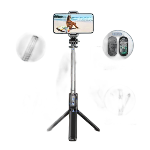 Trépied pour téléphone bluetooth portable avec télécommande, bâton de selfie