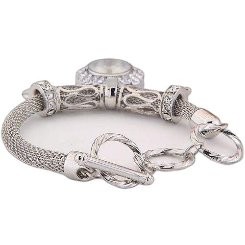 Unbrand montre bracelet coeur diamant quartz acier inoxydable argent